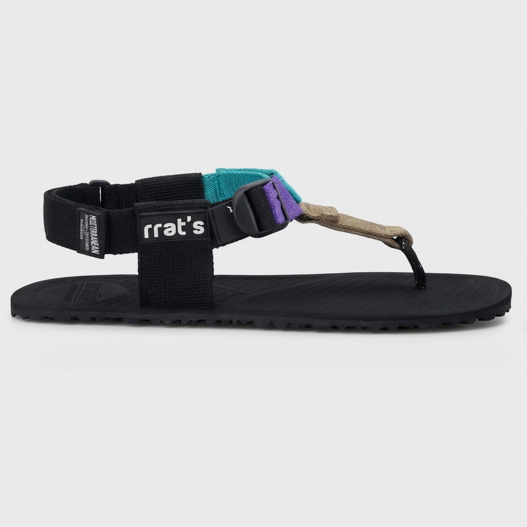 Sandàlies barefoot RRAT’s Y-Minimal amb sola Vibram flexible i disseny minimalista. Vista lateral.