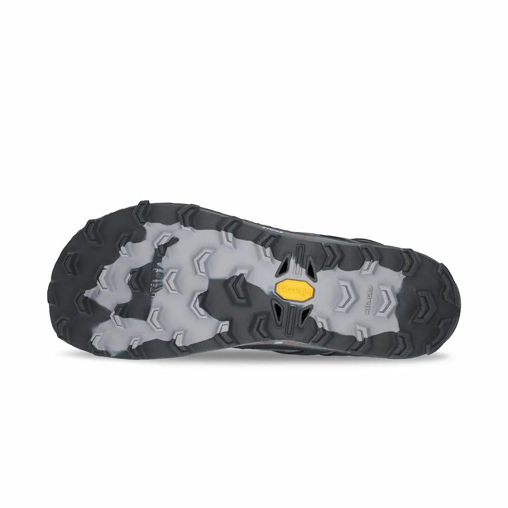 Altra W MT King negra amb sola Vibram Megagrip i disseny Zero Drop per a trail running tècnic.
