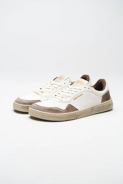 Ohne Project 080 Bark Suede, sneaker barefoot vegana blanca i marró amb sola flexible i estil retro.