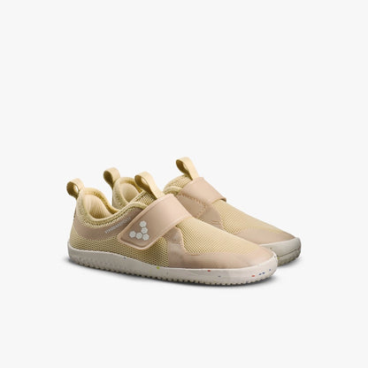 Vivobarefoot Primus Sport IV Preschool Stone, sabata barefoot infantil amb velcro, malla transpirable, puntera ampla i sola flexible.