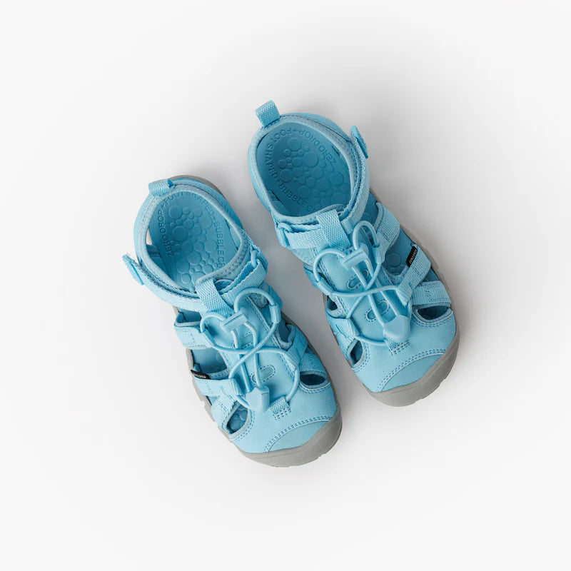 Vista superior de la sandàlia barefoot infantil Naw Lur Sandal Seafoam amb ajust elàstic.
