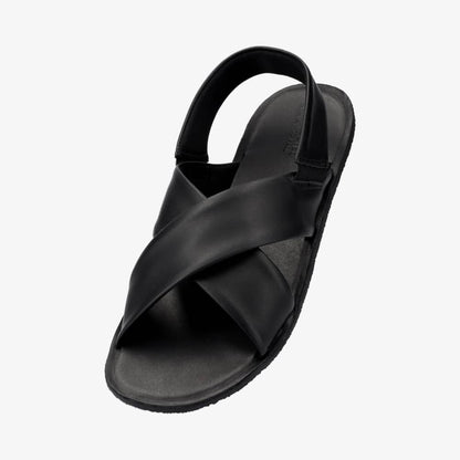 Groundies Verona Black, sandàlia barefoot de pell per dona amb puntera ampla, sola flexible i disseny elegant.